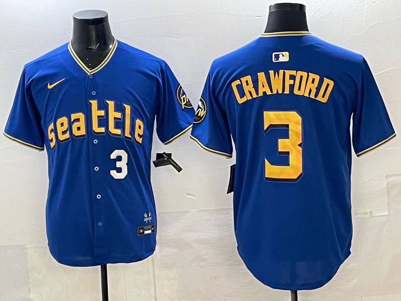 Men Seattle Mariners #3 Crawford blue Game Nike MLB 2025 Jersey 005->seattle mariners->MLB Jersey